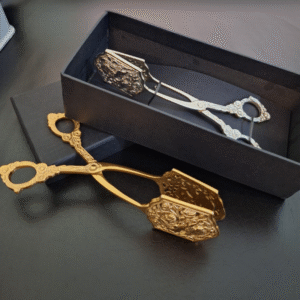 Lion Engraved Tongs Available In 2 Colours - Dull Gold And Silver